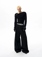 【25s Oct.】Pleated Leather Long-sleeved Bottoming Shirt