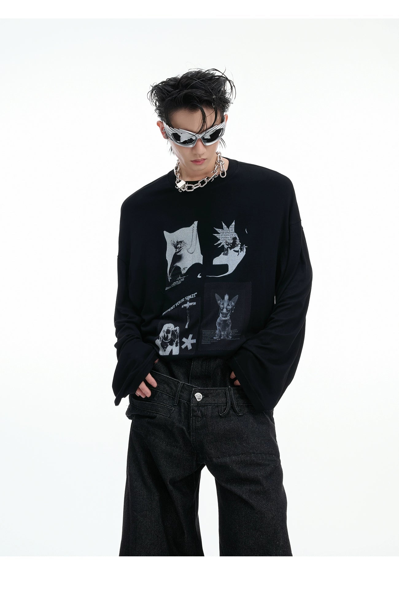 【25s Aug.】Artistic Pattern Loose Fit High Elasticity Long Sleeves