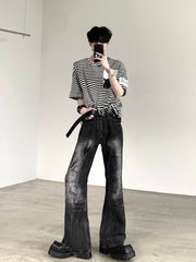 【25s Sep.】Vintage Pleated Lightning Pattern Jeans