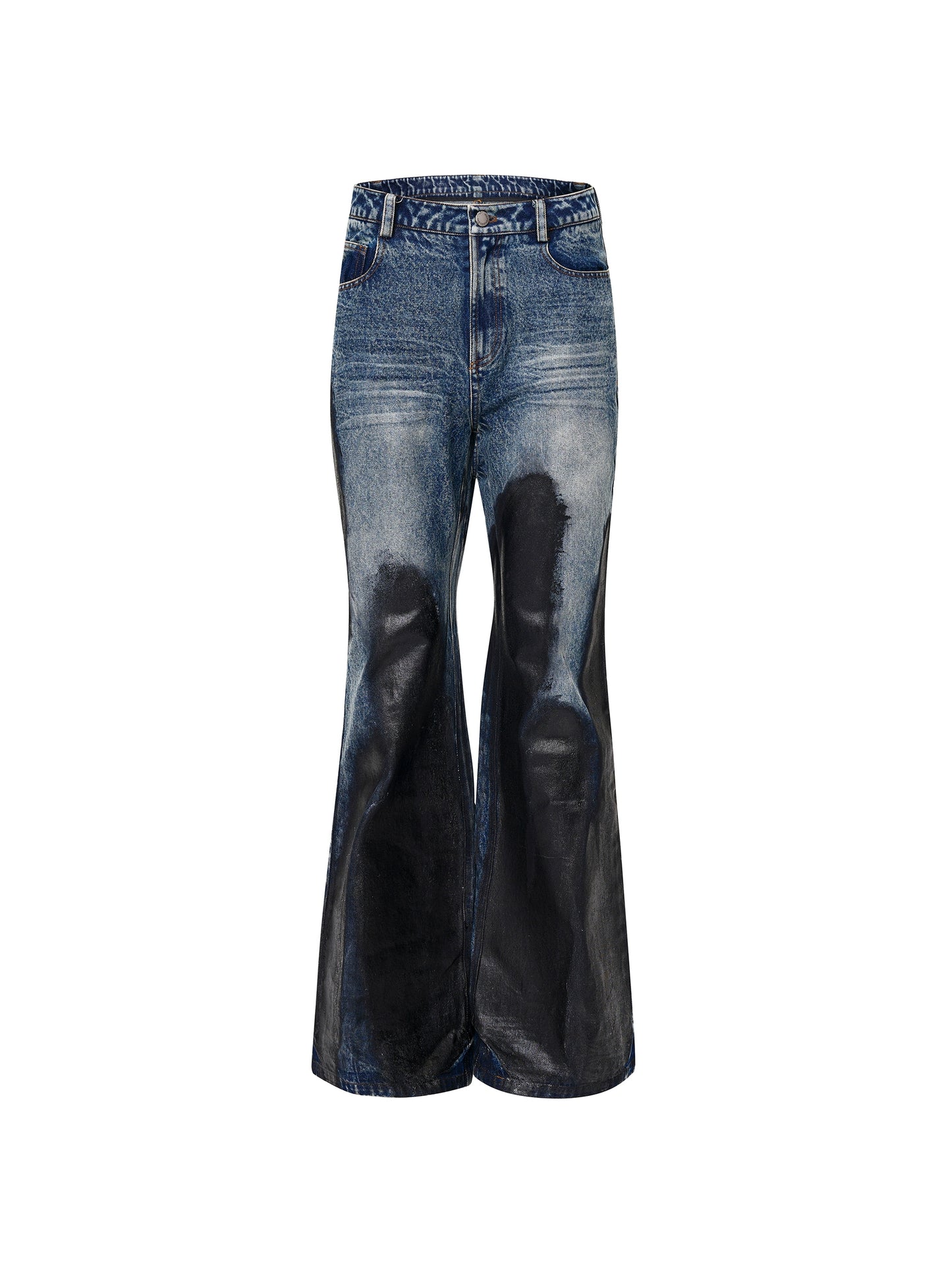 Heavy Waxed Flared Tassel Jeans