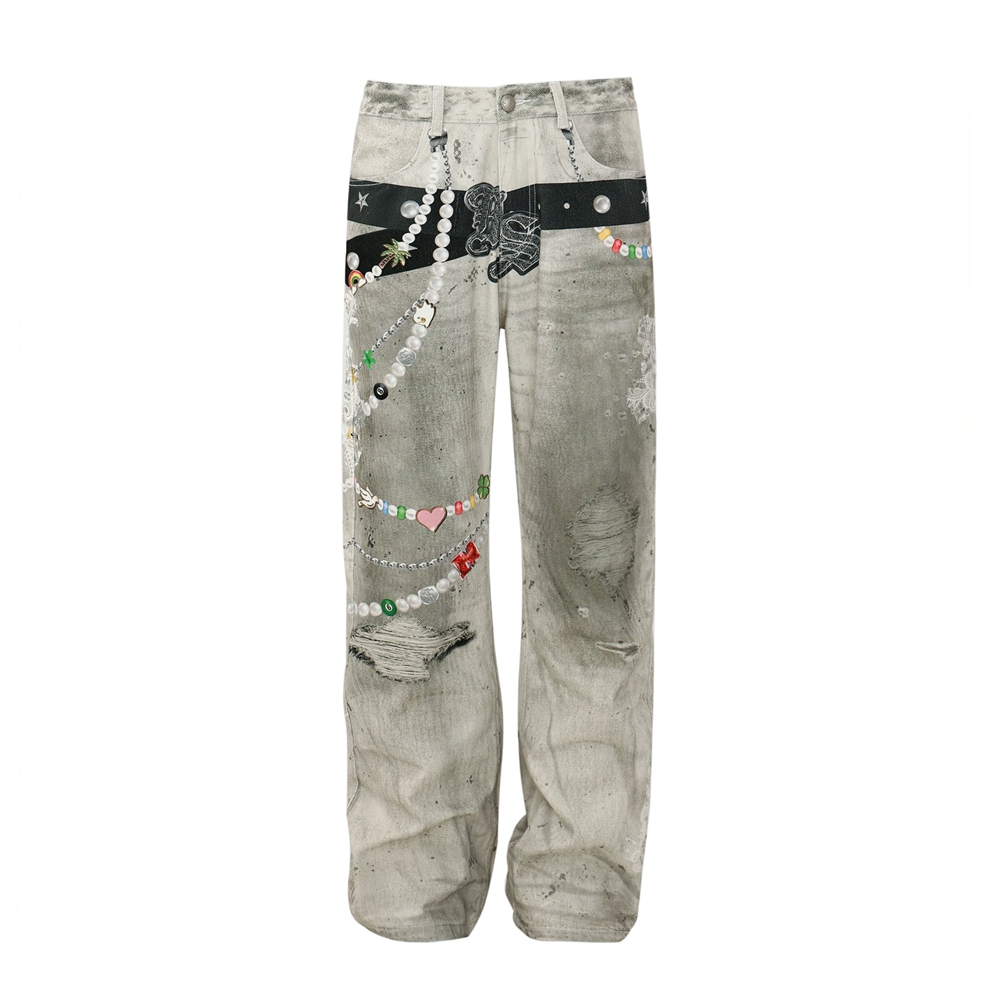 【25s Jul.】3D Printed Trendy Straight-Cut Denim Jeans