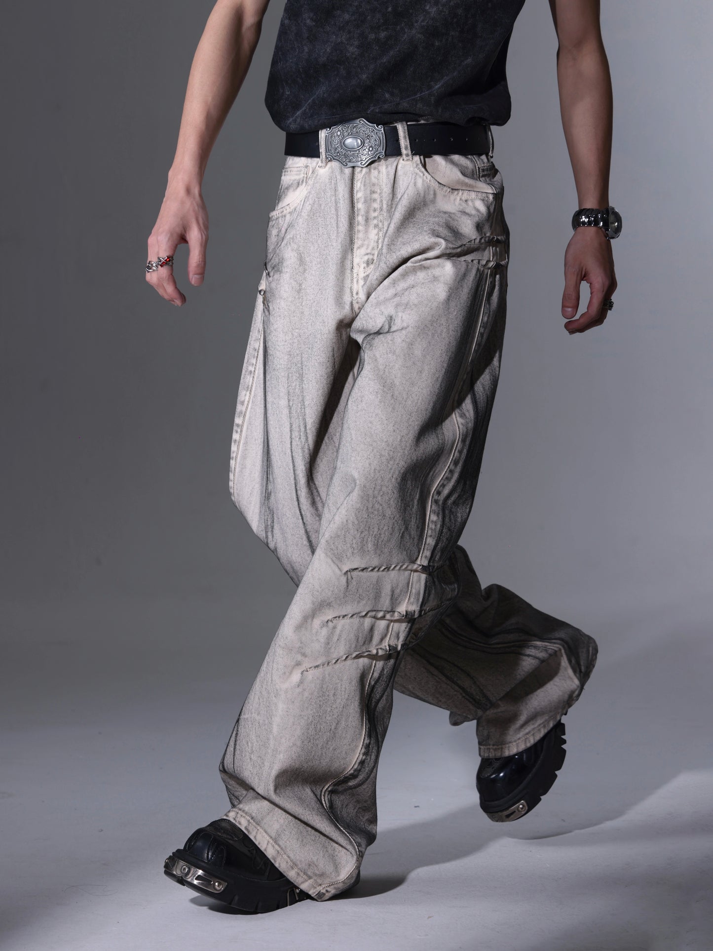 【24s April.】Distressed Washed Dirty Dyed Jeans ArtsKoreanMan