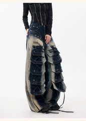 【25s Dec.】Distressed Patchwork Punk Wasteland Style Jeans