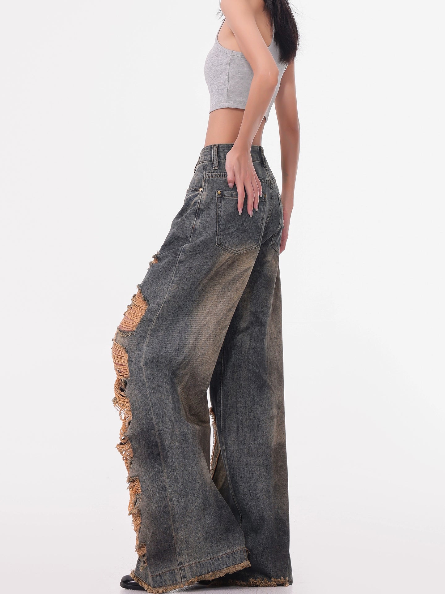 【25s Jul.】Wasteland Vintage Distressed Loose Wide Jeans
