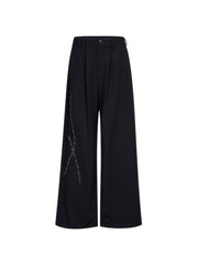 【25s Sep.】Patchwork Rhinestone Draped Suit Pants