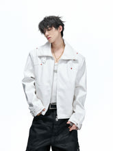 Crocodile Texture Stand Collar Jacket
