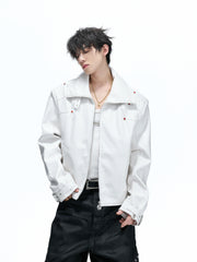 Crocodile Texture Stand Collar Jacket