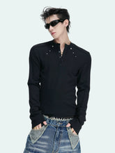 Deconstructed Studded Henley Tee