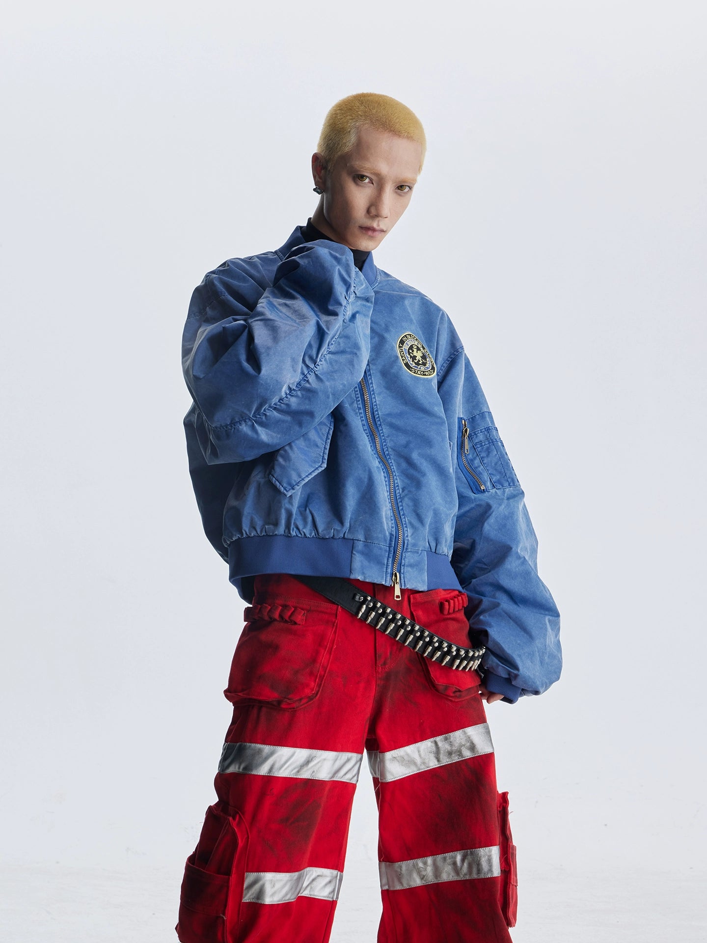 【25s Aug.】Distressed Washed Loose Bomber Jacket