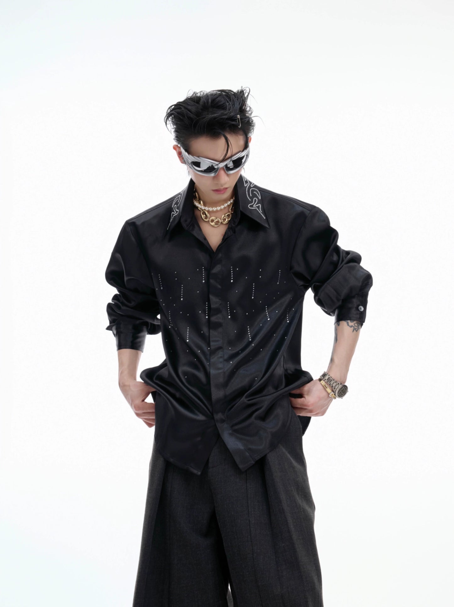 【25s Aug.】Shimmer Satin Cropped Top