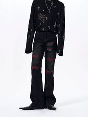 【26s Mar.】Flared Red Striped Jeans