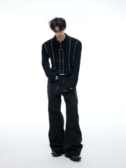 【25s Aug.】Pearl-Embellished Knit Polo Shirt