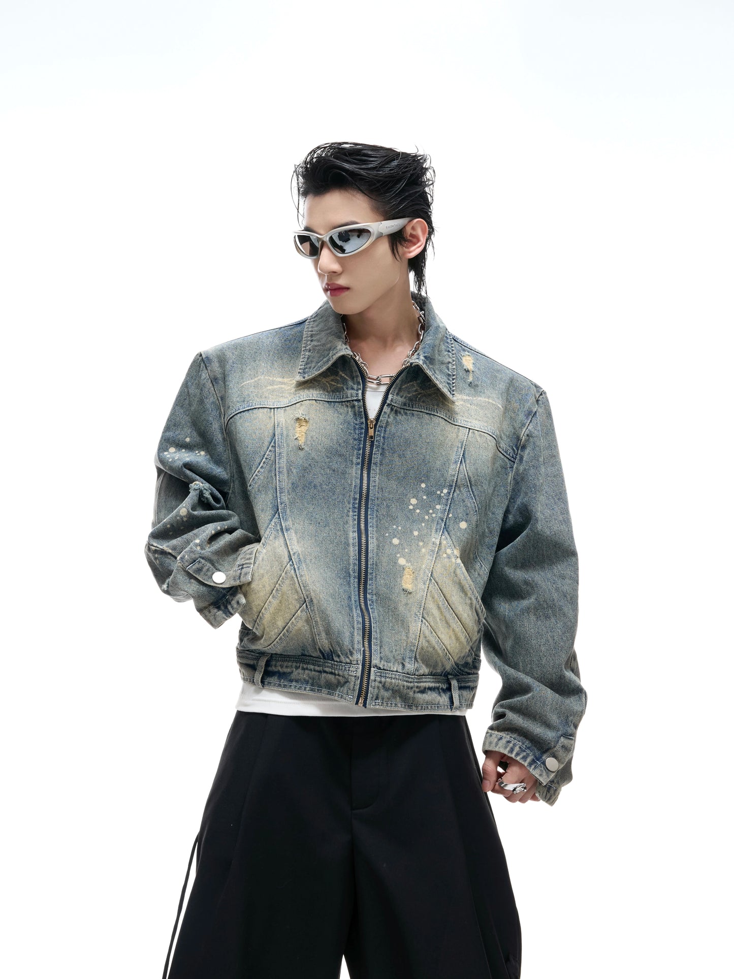 【25s Aug.】Distressed Ripped Short Denim Jacket