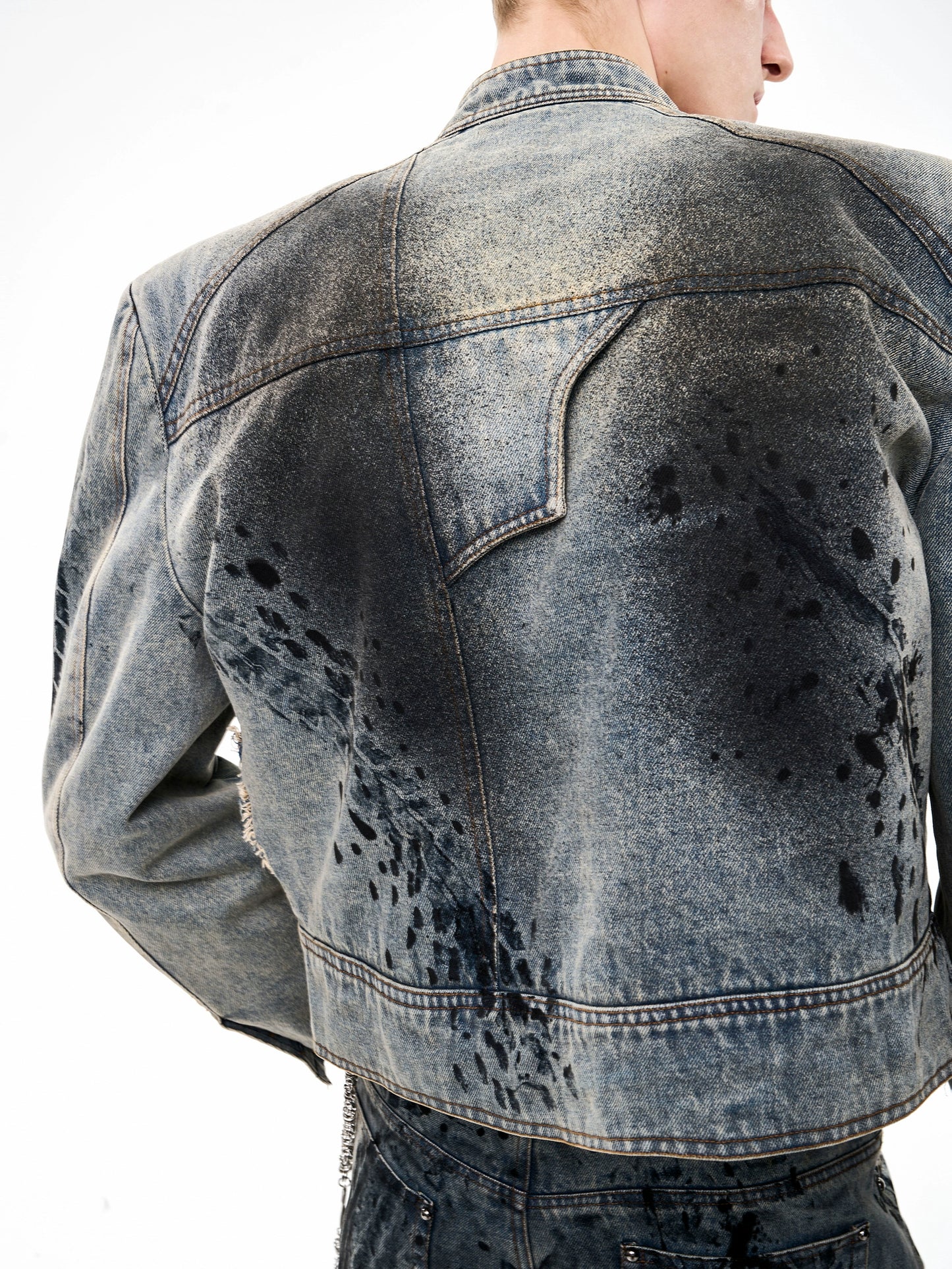 Ink-sprayed Distressed Jacket