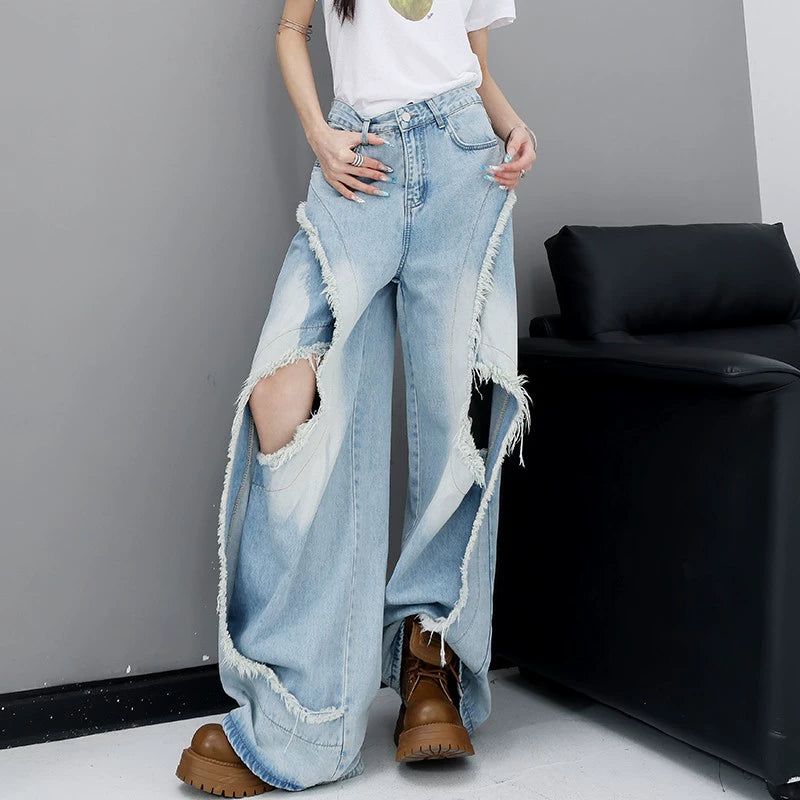 【25s Jul.】Frayed Ripped Oversized Wide-Leg Pants