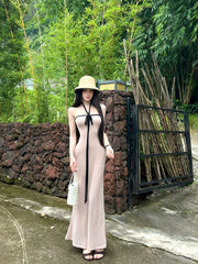 【25s Aug.】Off-Shoulder Halter Neck Dress