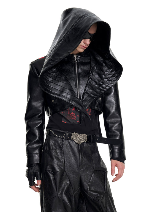 【25s Sep.】"Dark Knight" Bat Cap Pu Leather Jacket