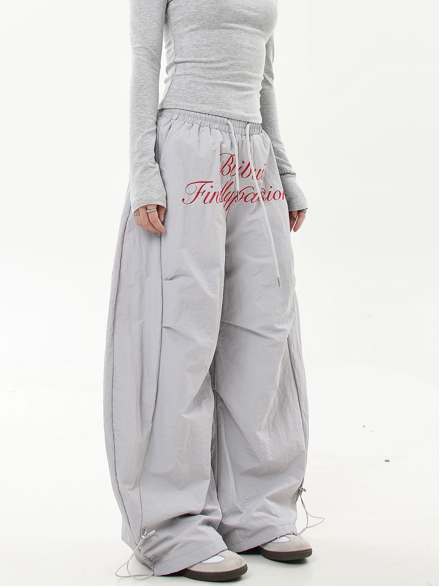 【25s Jul.】Lettering Embroidered Pleated Paratrooper Overalls
