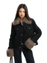 【25s Dec.】Fur-trimmed Denim Cotton Jacket