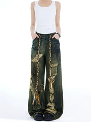 【25s Jul.】American High Street Ripped Thick Waistband Jeans