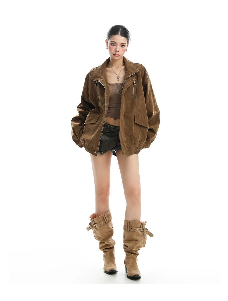 【25s Nov.】Stand-up Collar Suede Jacket