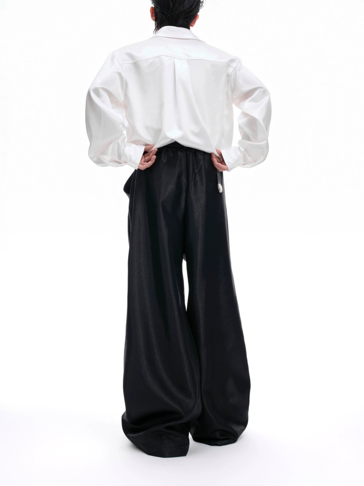 【25s Aug.】Liquid Glossy Flowy Straight-Leg Trousers