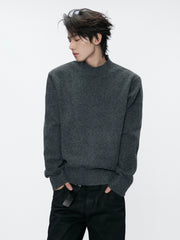 Wool Blend Ribbed Knit Sweater