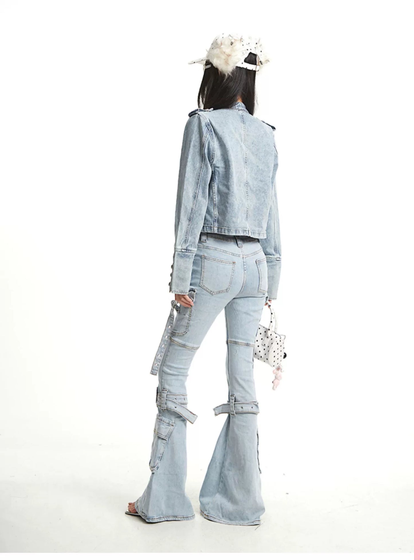 【25s Sep.】Vintage Structured Shoulder Slim Blue Denim Jacket
