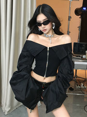 【25s Sep.】Off-the-shoulder Strappy Hottie Waist Shirt