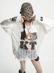 【25s Aug.】Loose V-neck Lace Pearl Stitching Long Sleeves