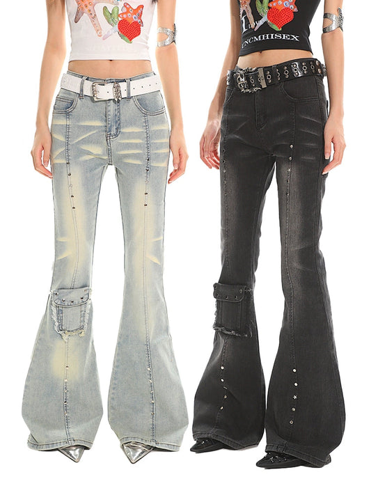 【25s Jun.】Vintage Stretch Slim Fit Rivet Jeans