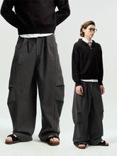 Pleated Wide-Leg Parachute Pants