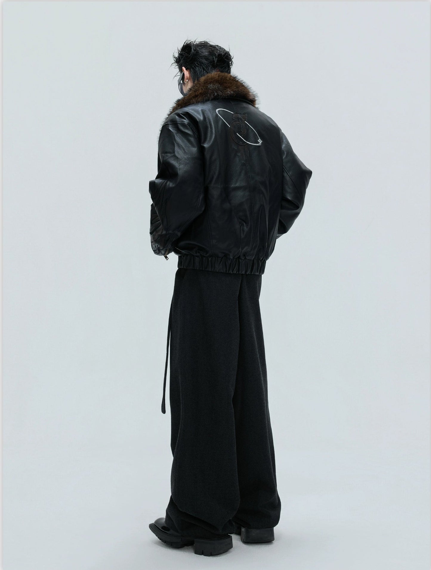 【25s Nov.】Distressed Embossed Detachable Fur Collar Thickened Cotton Coat
