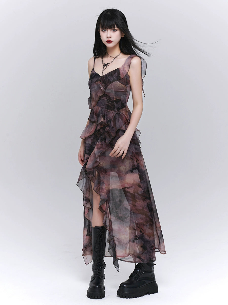 【25s Jul.】Asymmetrical Hem Spaghetti Strap Dress
