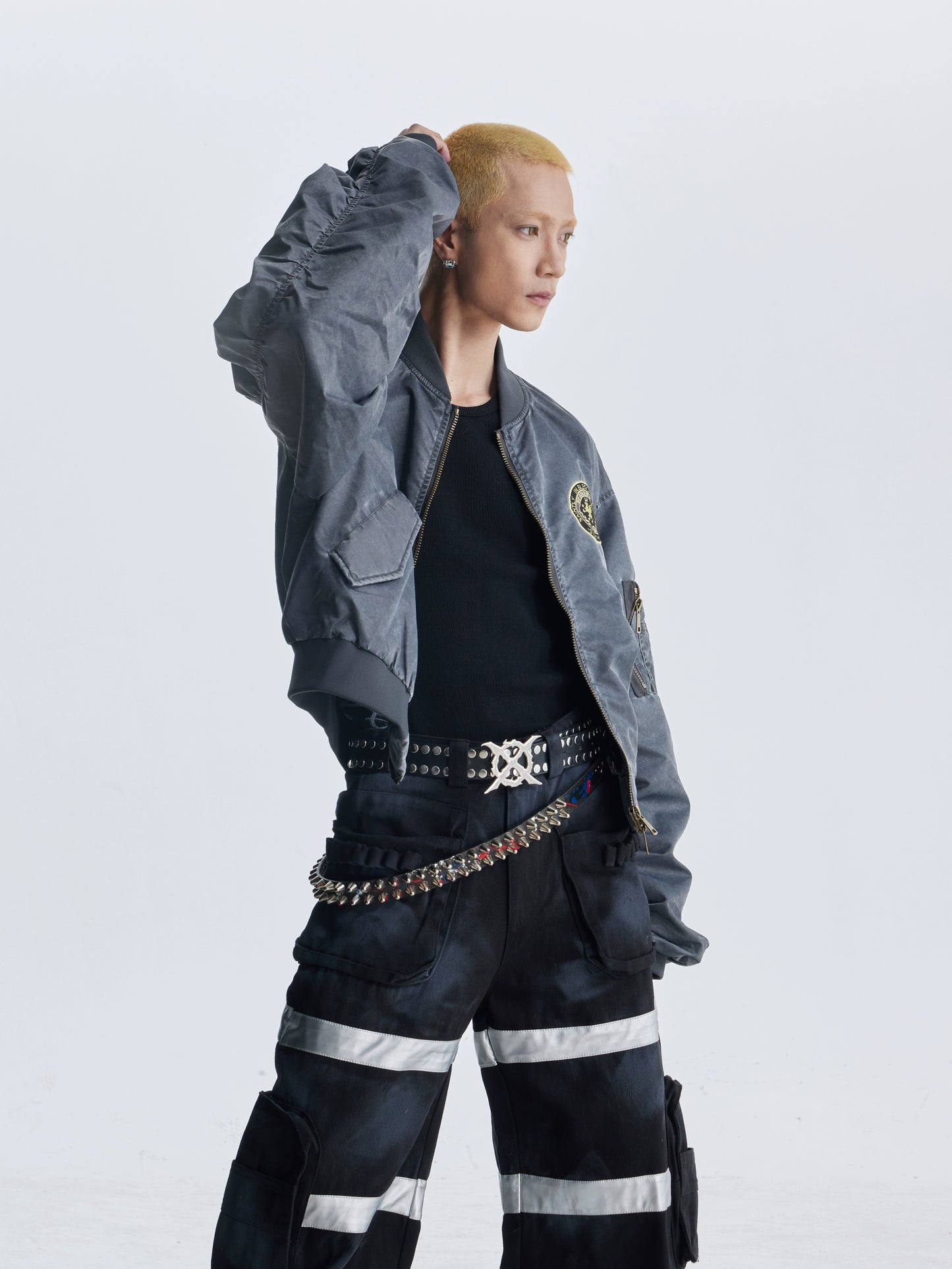 【25s Aug.】Distressed Washed Loose Bomber Jacket