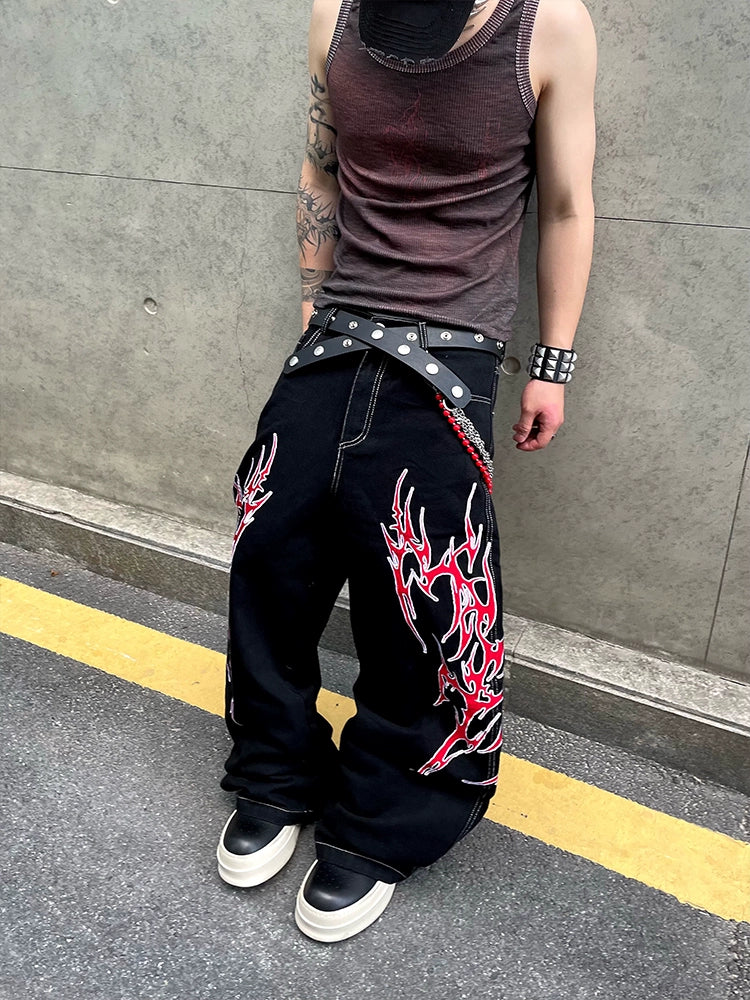 【25s Jun.】Vintage Thorn Embroidery Jeans