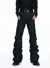 Multi-Zip Waxed Scimitar Skinny Moto Jeans