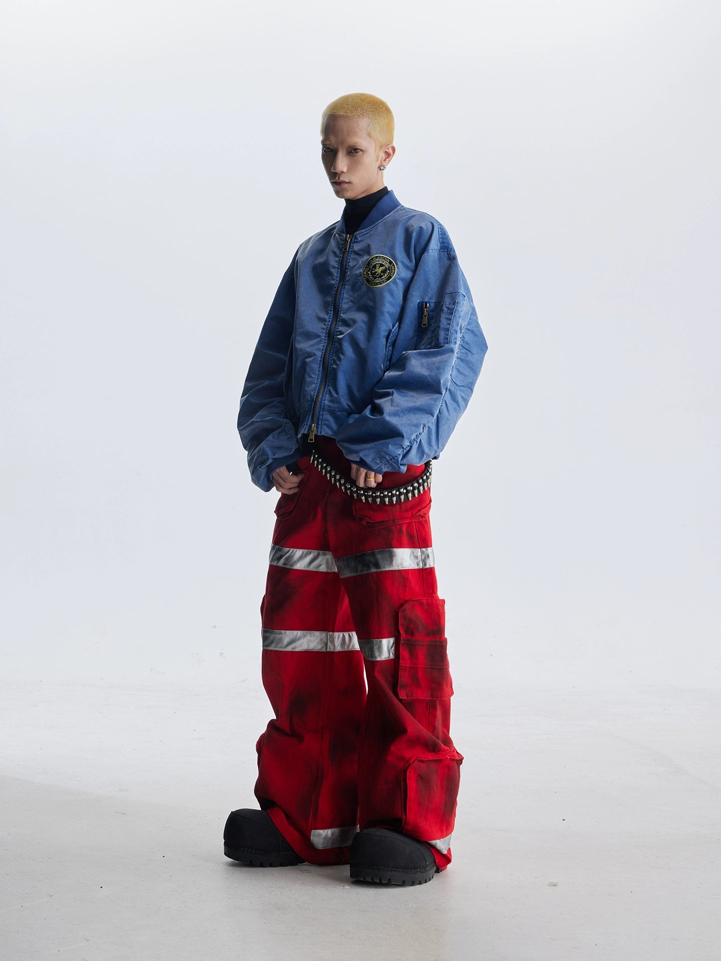 【25s Aug.】Distressed Washed Loose Bomber Jacket