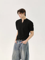 【25s Jun.】Solid Knit V-Neck Relaxed T-Shirt