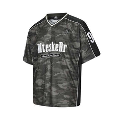 Embroidered Camo Mesh Jersey Tee