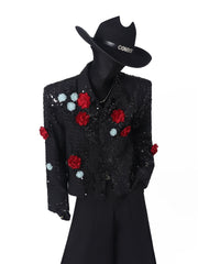 【26s Apr.】Sequin Floral Embellished Cropped Jacket