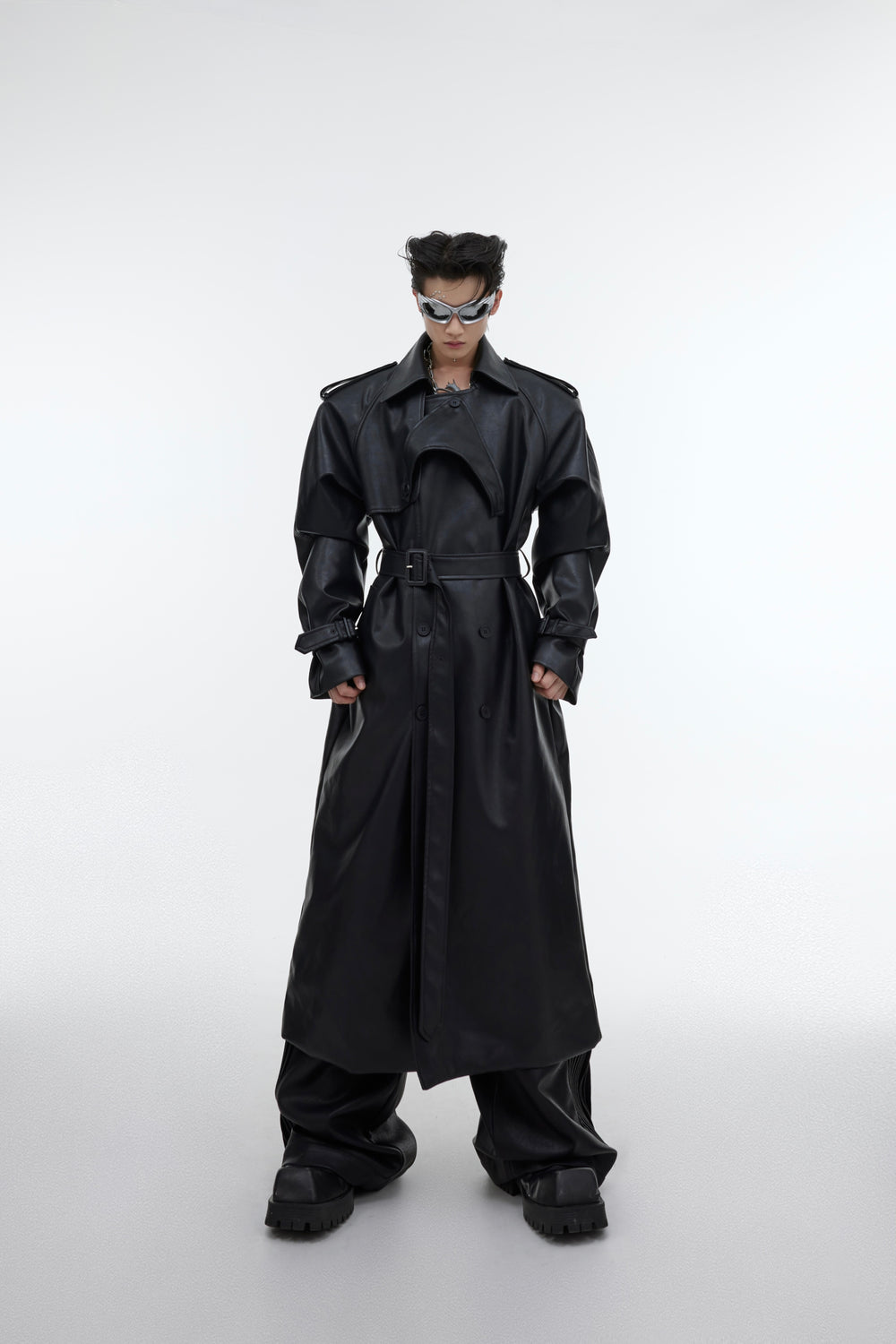 【23s October.】Deconstructed Silhouette PU Leather Coat ArtsKoreanMan