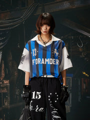 Blue Black Stripe Jersey Tee