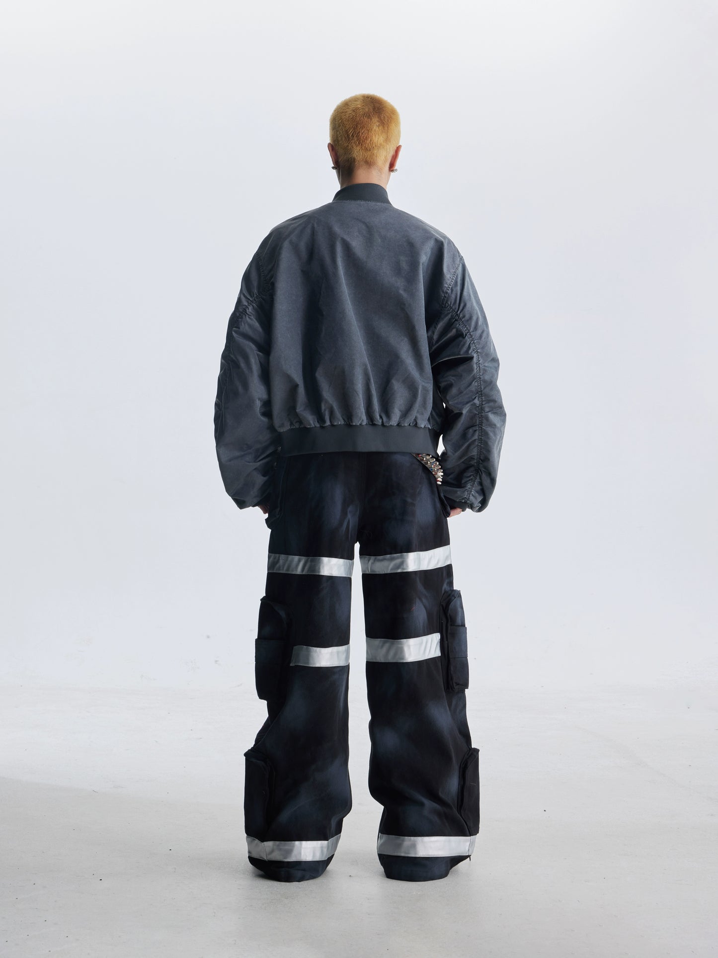 【25s Aug.】Distressed Washed Loose Bomber Jacket