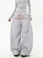 【25s Jul.】Lettering Embroidered Pleated Paratrooper Overalls