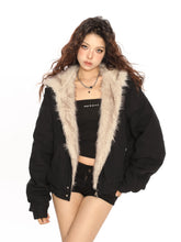 【25s Nov.】Retro Fur Collar Hooded Cotton Coat