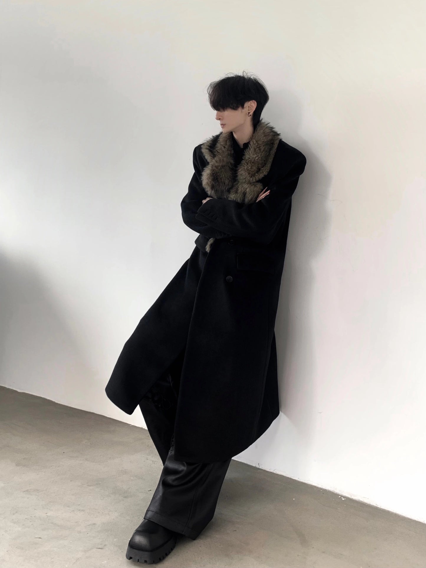 【25s Nov.】Retro Wool Large Fur Collar Long Coat