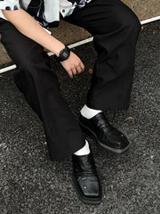 Dark Chunky Square-Toe Derby Mule Shoes