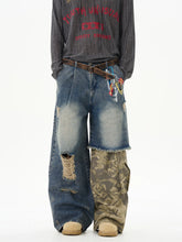 【26s Feb.】Vintage Printed Patchwork Camo Denim Pants