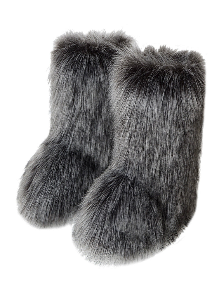 【24s Feb.】Furry Plush Mid-Tube Snow Boots